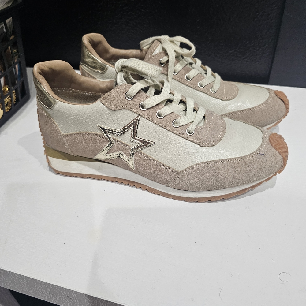 Stylish Beige and Cream Women's Sneakers